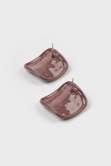 Mauve organic square earrings