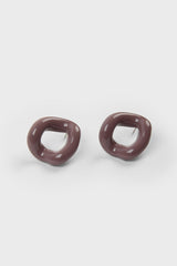 Mauve thick organic circle earrings
