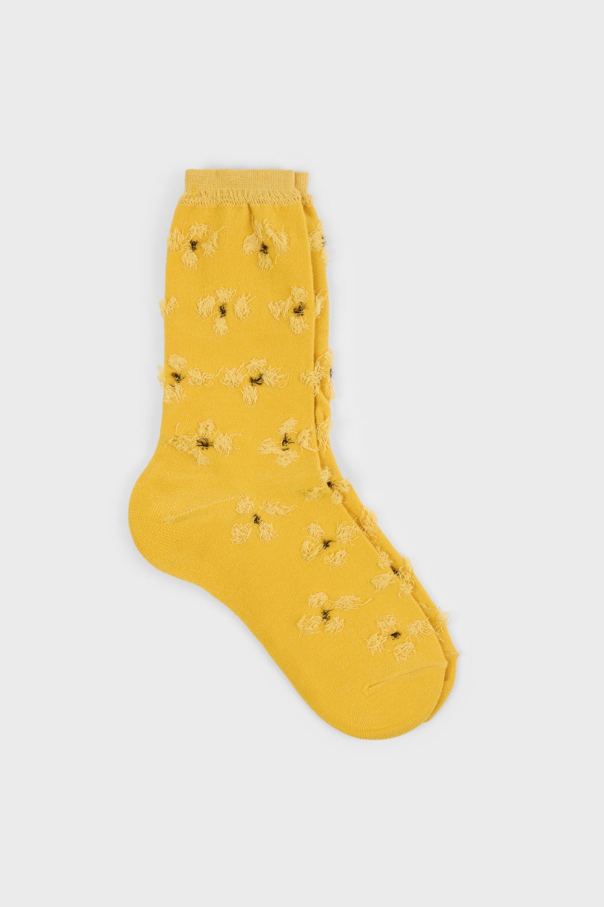 Mustard yellow tufted daisy socks