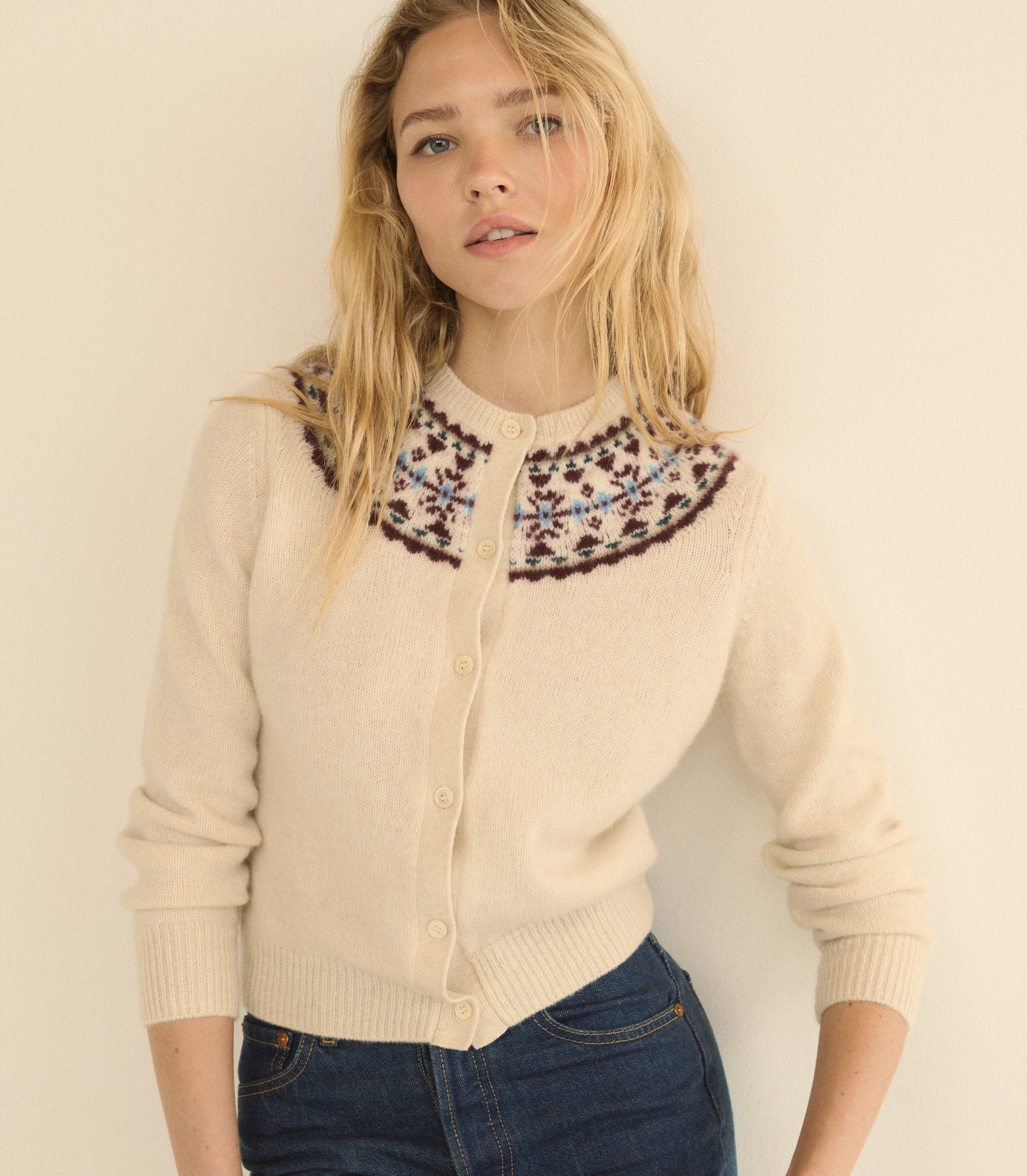 OLYMPE CASHMERE CARDIGAN -- COTTAGE
