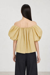 Pale mustard puff sleeve blouse