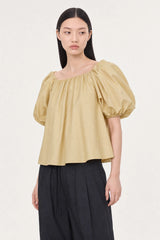 Pale mustard puff sleeve blouse