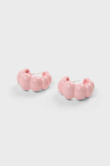 Pale pink enamel bubble hoop earrings