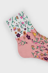 Pink floral colourblock socks