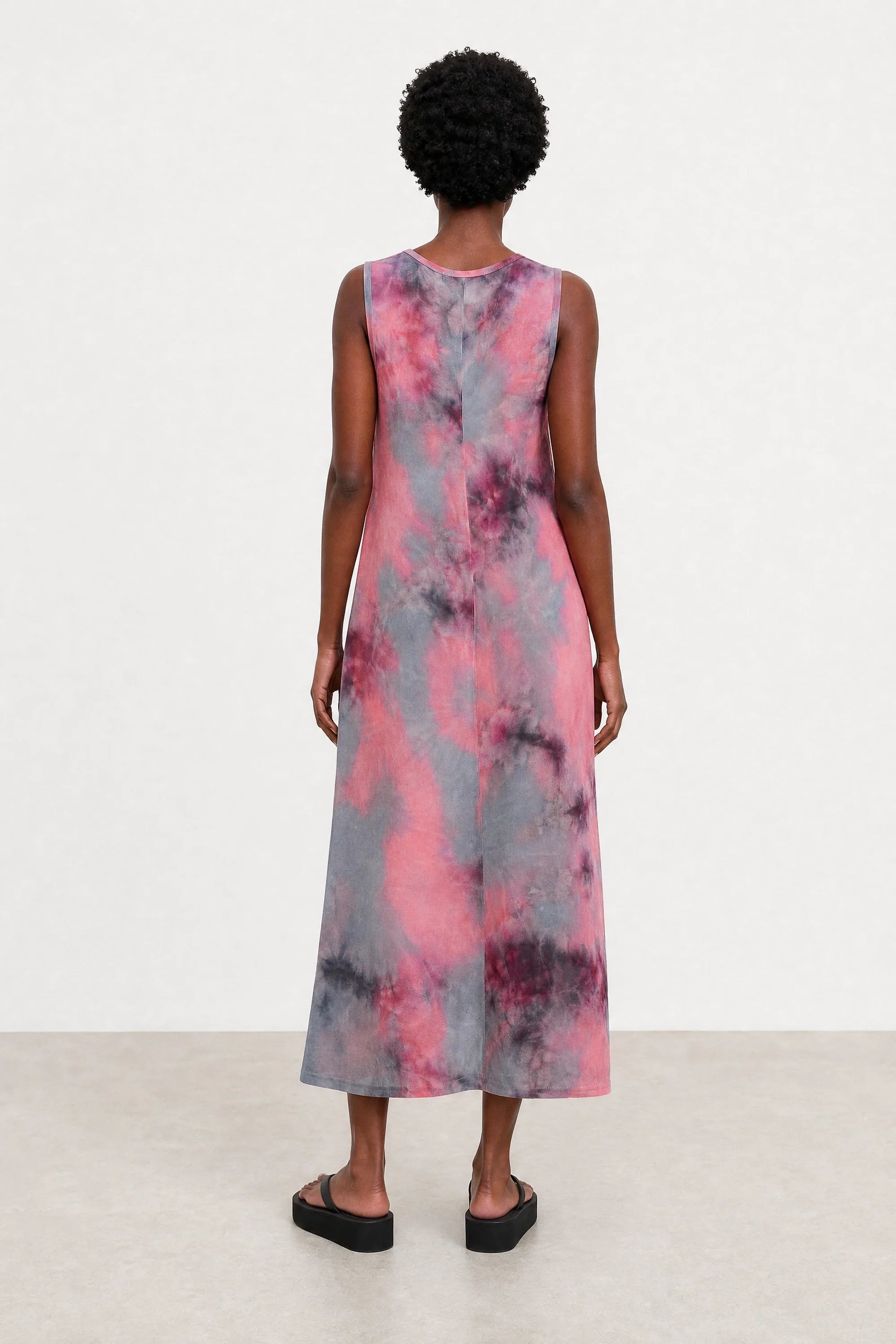 Pink tie dye semi sheer tank dress