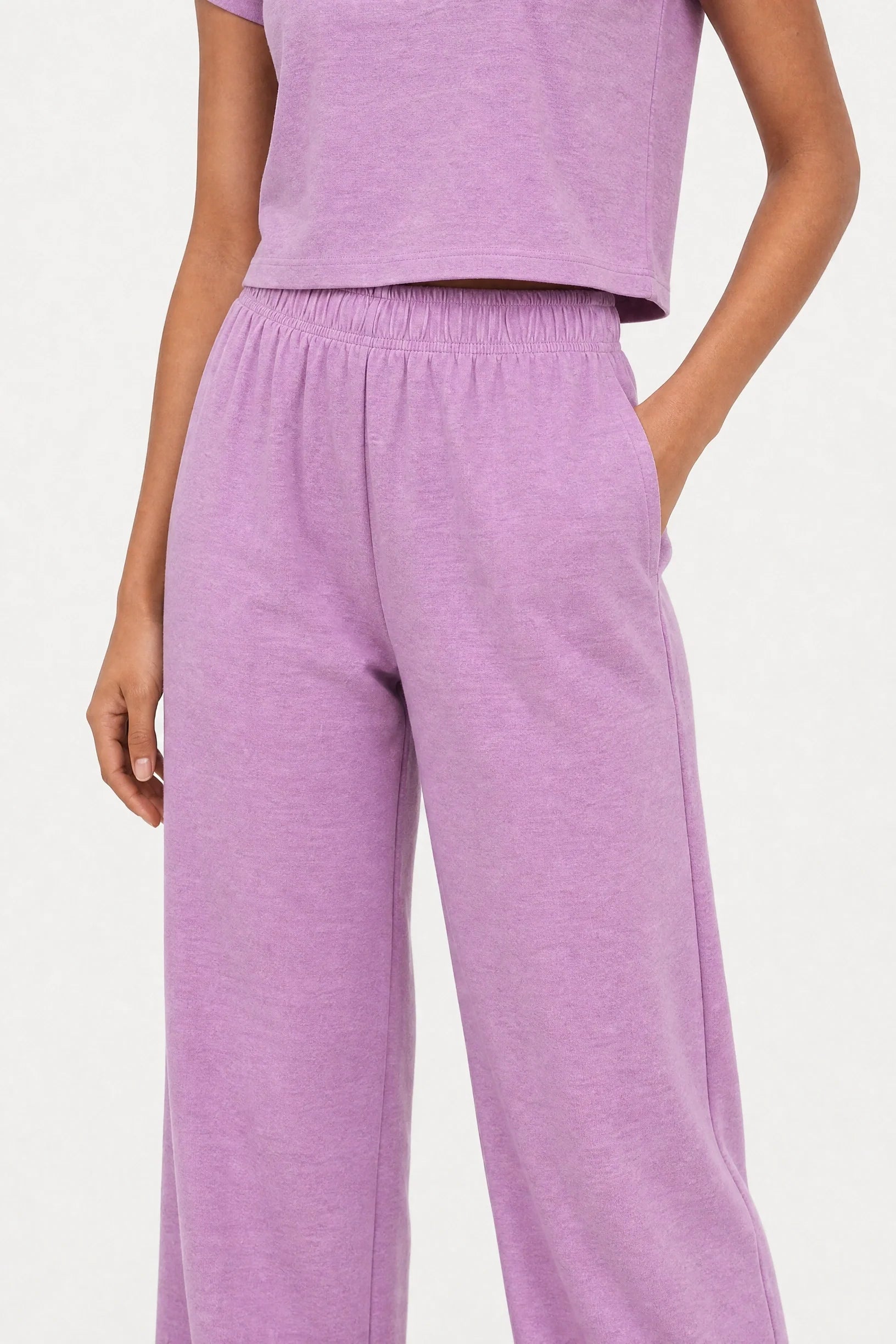 Purple pink washed wide leg trousers