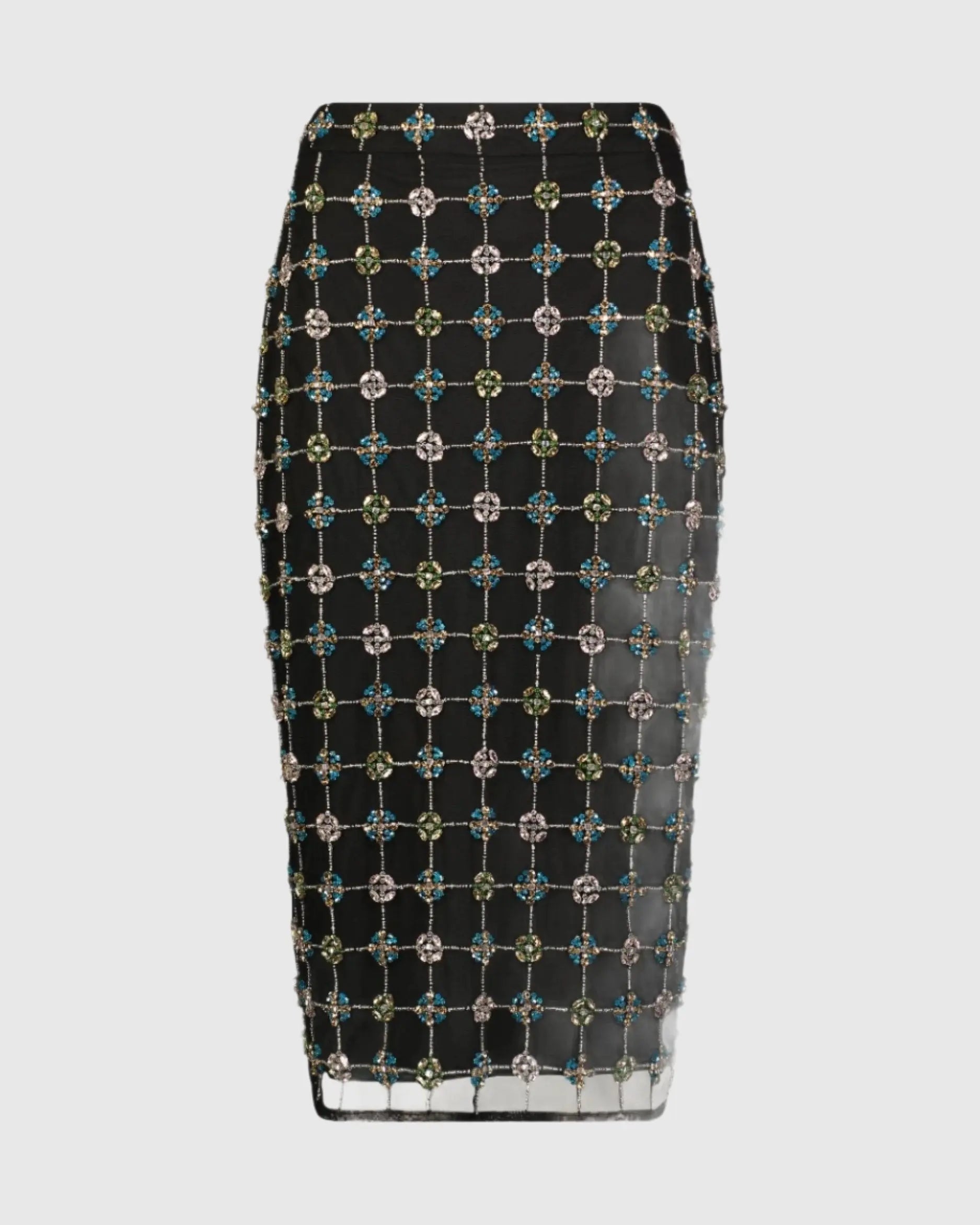 Black Embellished Geometrical Skirt with Rhinestones - FINAL SALE