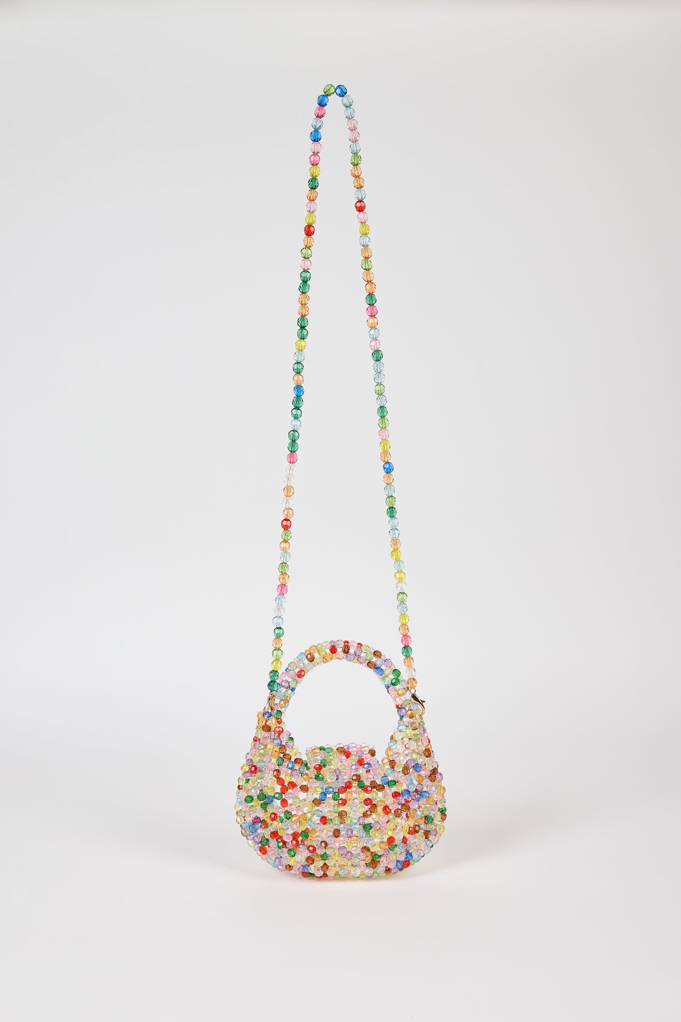 Rainbow beaded structured mini bag