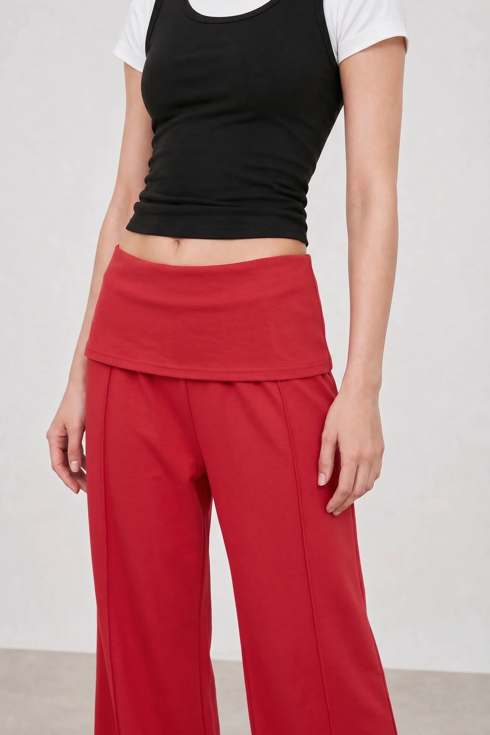 Red detachable skirt sweatpants