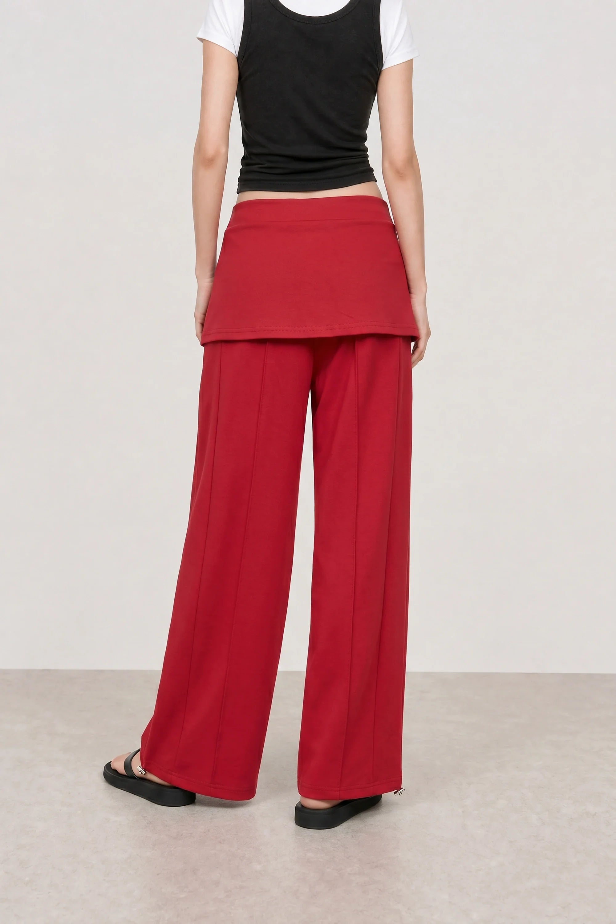 Red detachable skirt sweatpants
