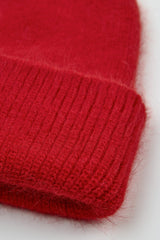 Red mohair beanie hat