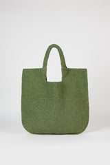 Sage green tight weave straw tote bag