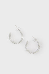 Silver daisy hoop earrings
