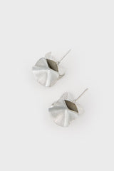 Silver organic leaves hoop earrings