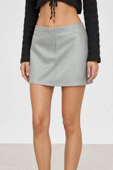 Silver shiny satin mini skirt