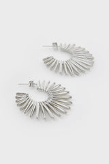 Silver thin starbust hoop earrings