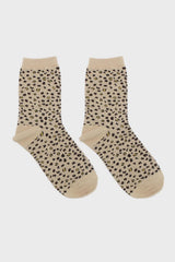 Beige and black metallic leopard print socks