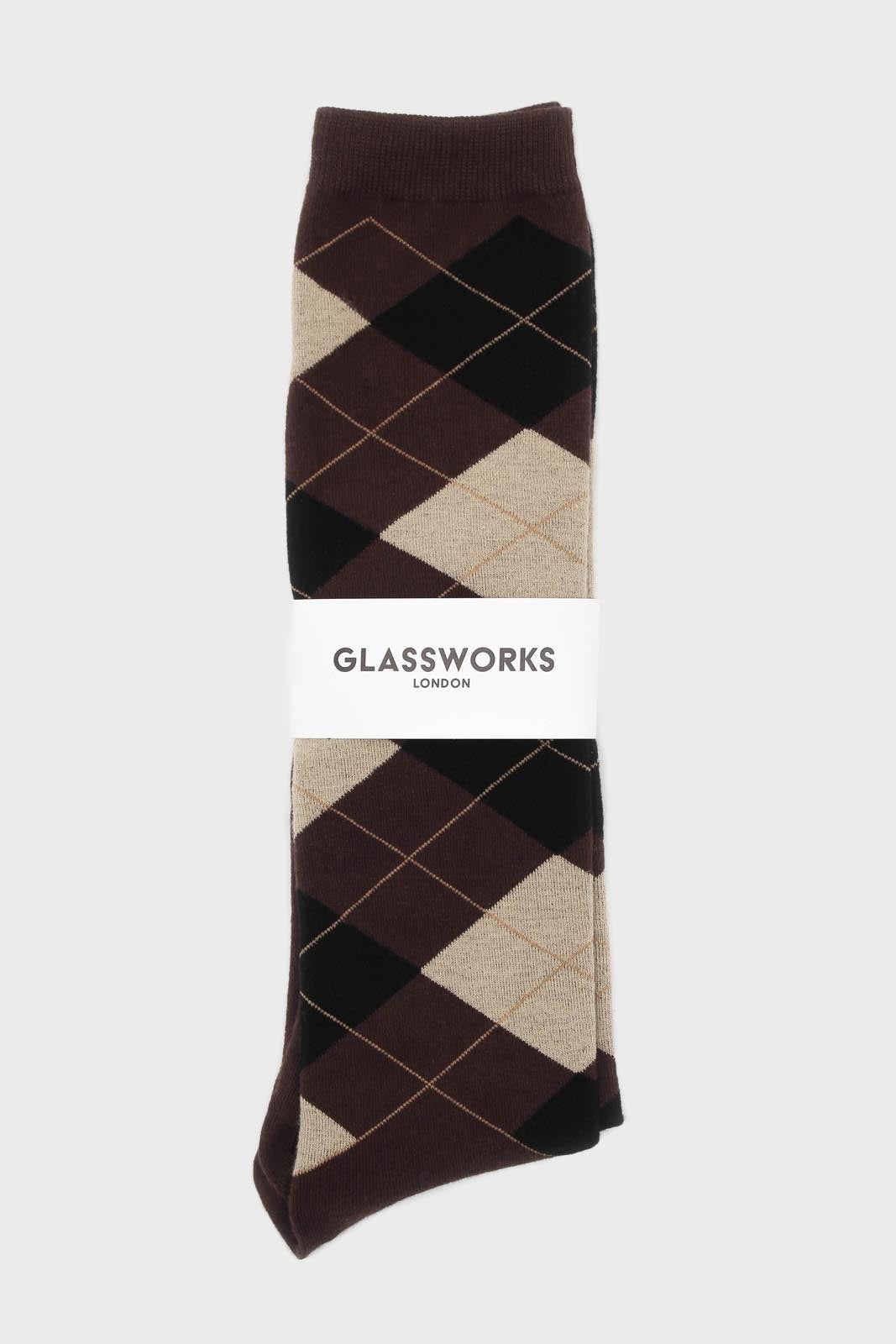 Brown argyle knee high socks