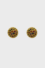 Gold rainbow stone ball stud earrings