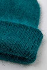 Teal mohair beanie hat