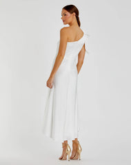 White Satin One Shoulder Midi Dress - FINAL SALE
