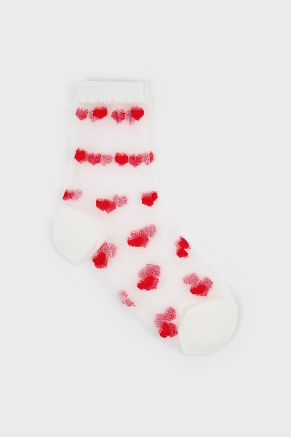 White and red sheer heart socks