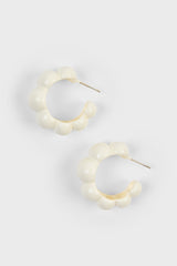 White enamel bubble hoop earrings