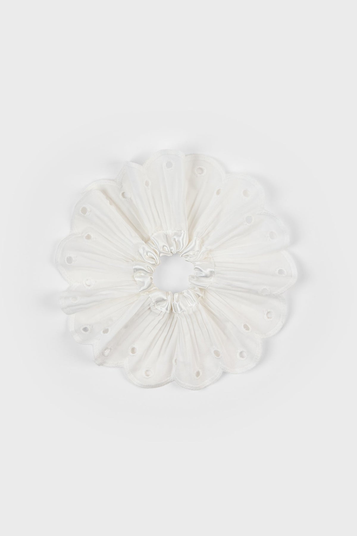 White eyelet wrist cuff scrunchie