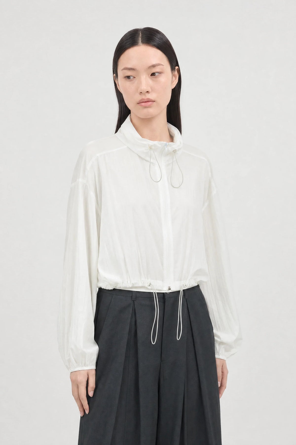 White high low windbreaker