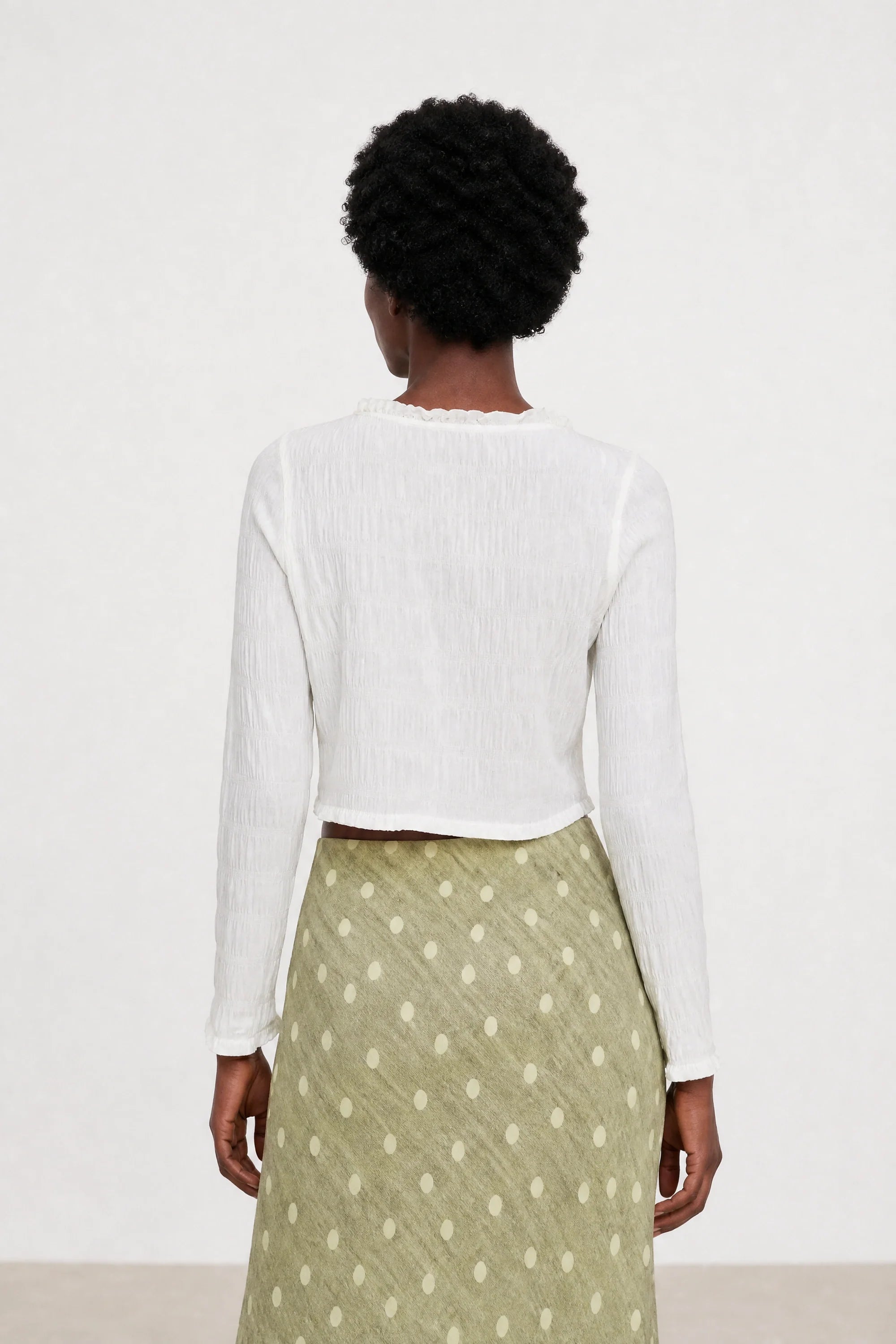 White lace trimmed tie front semi sheer cardigan