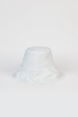 White nylon wide brim bucket hat