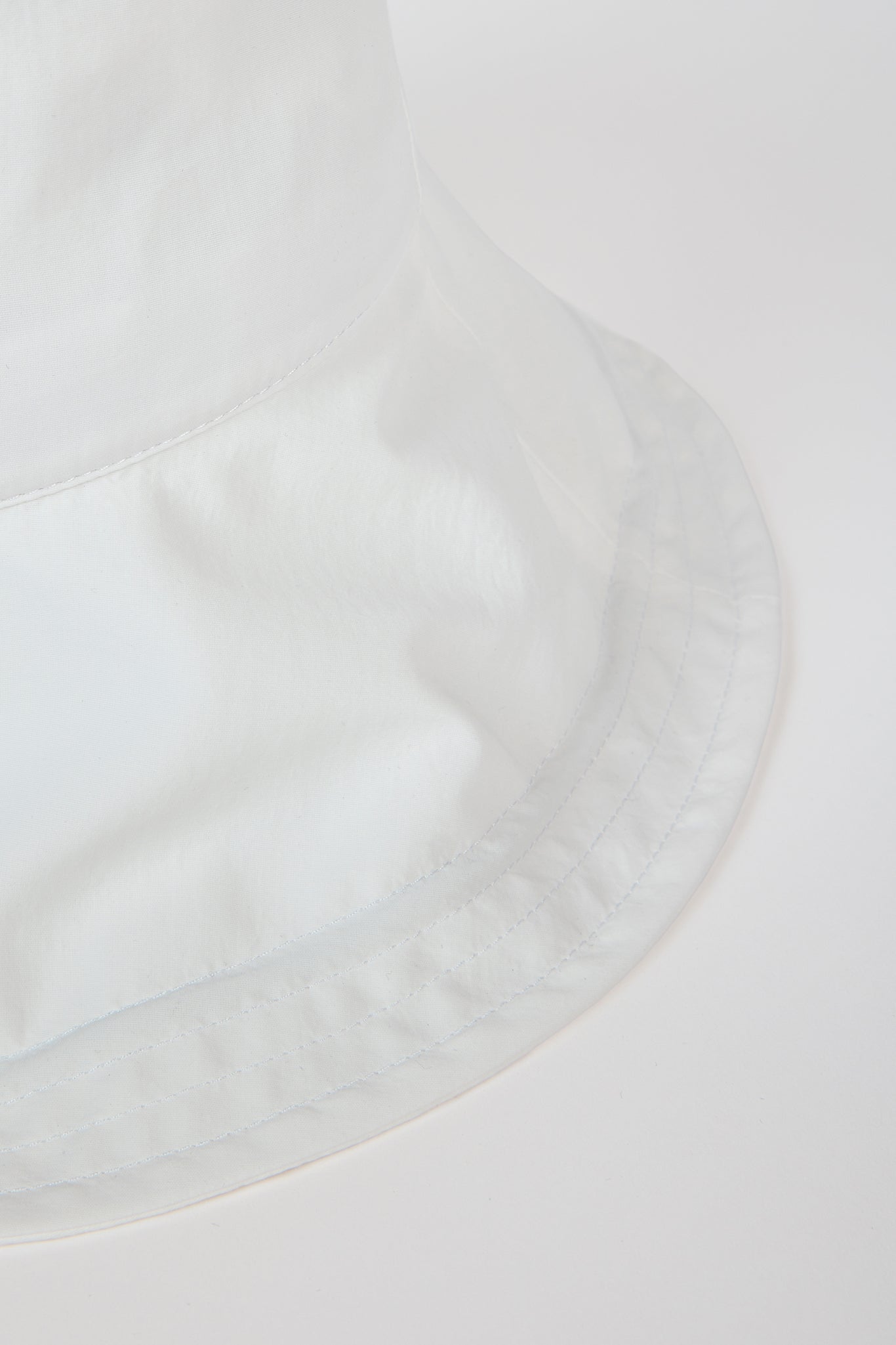 White nylon wide brim bucket hat