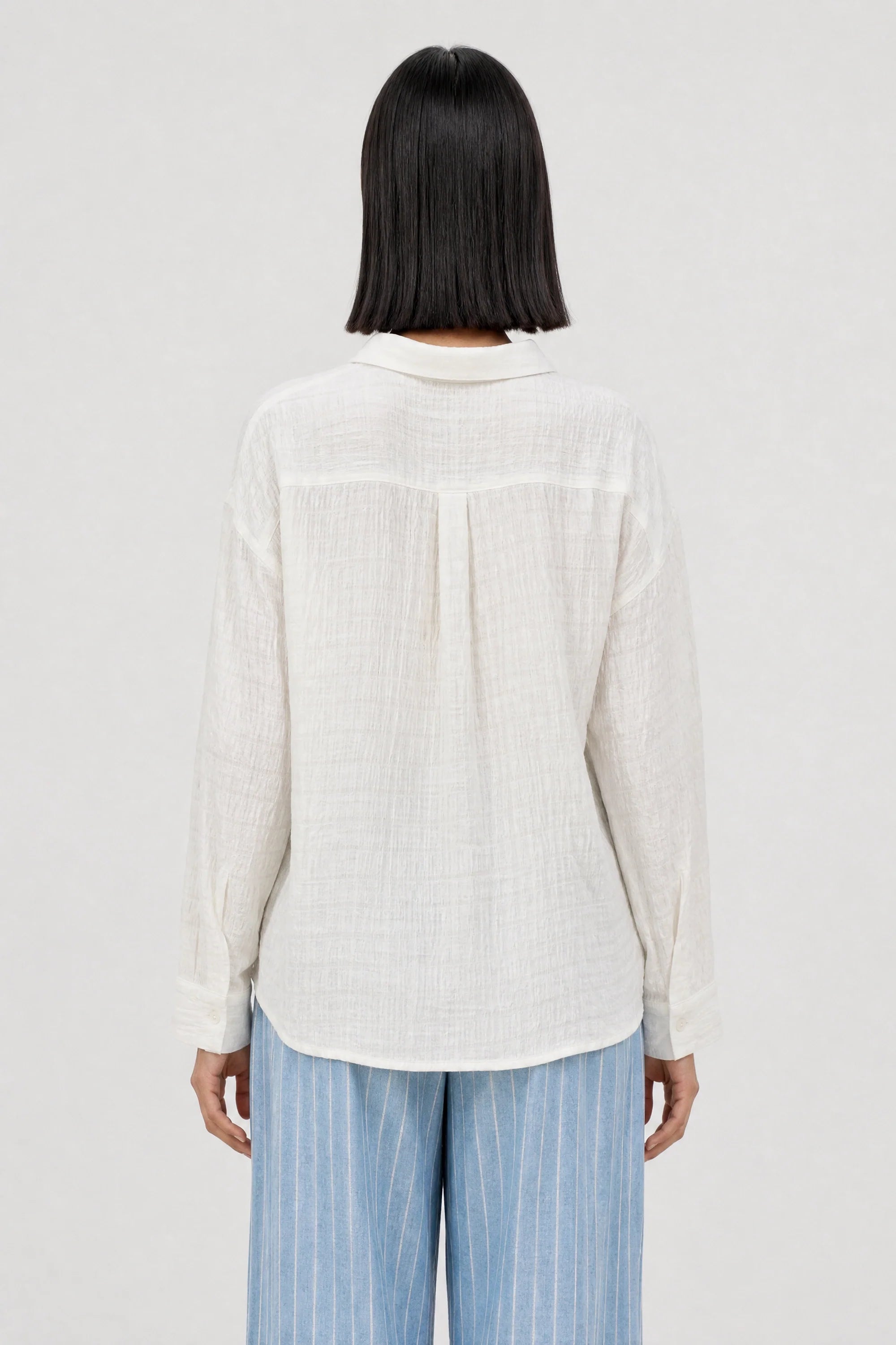 White on white textured stripe shirt