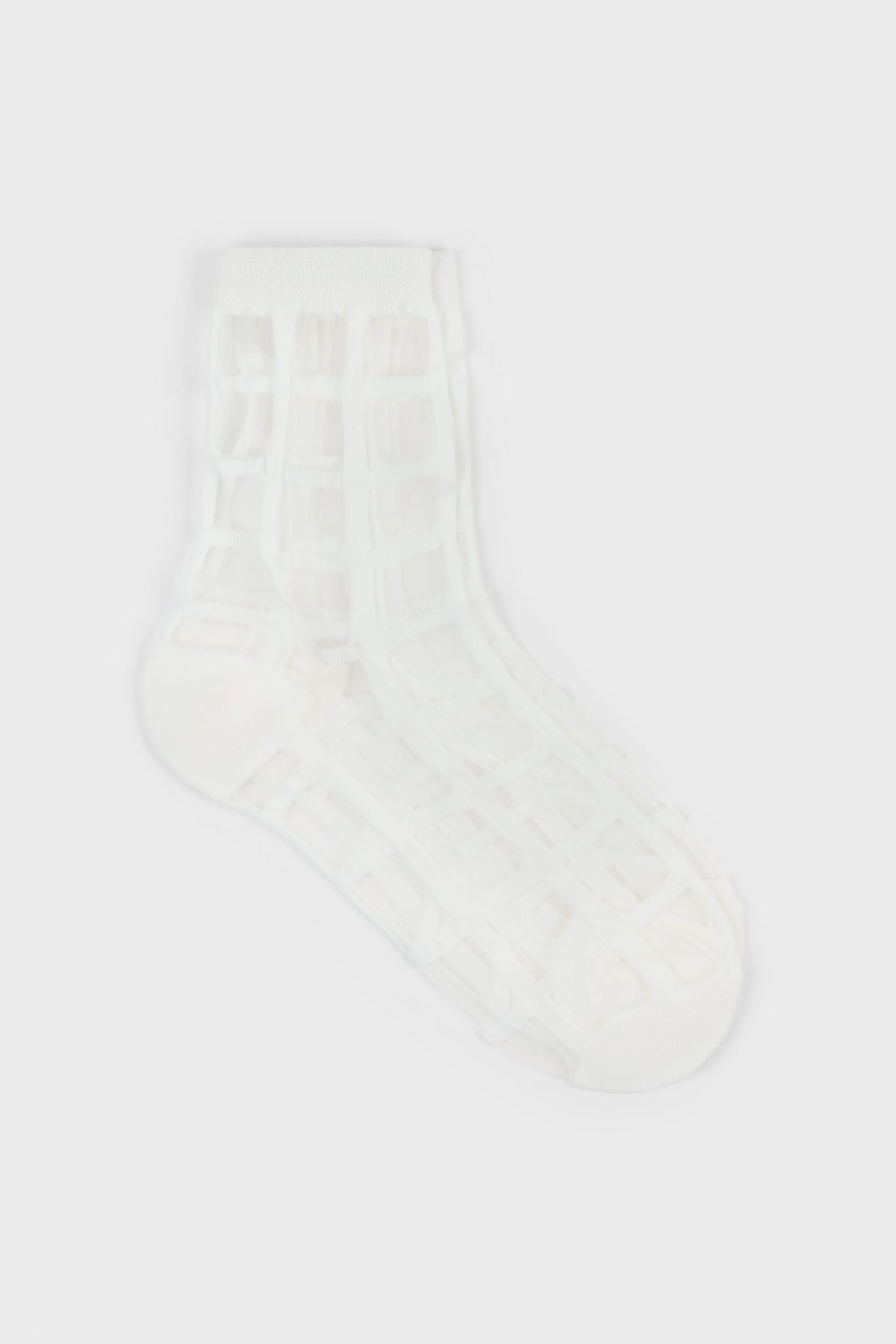White sheer grid socks