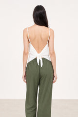 White tie back strappy tank