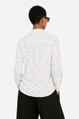 White rainbow polka dot cotton shirt