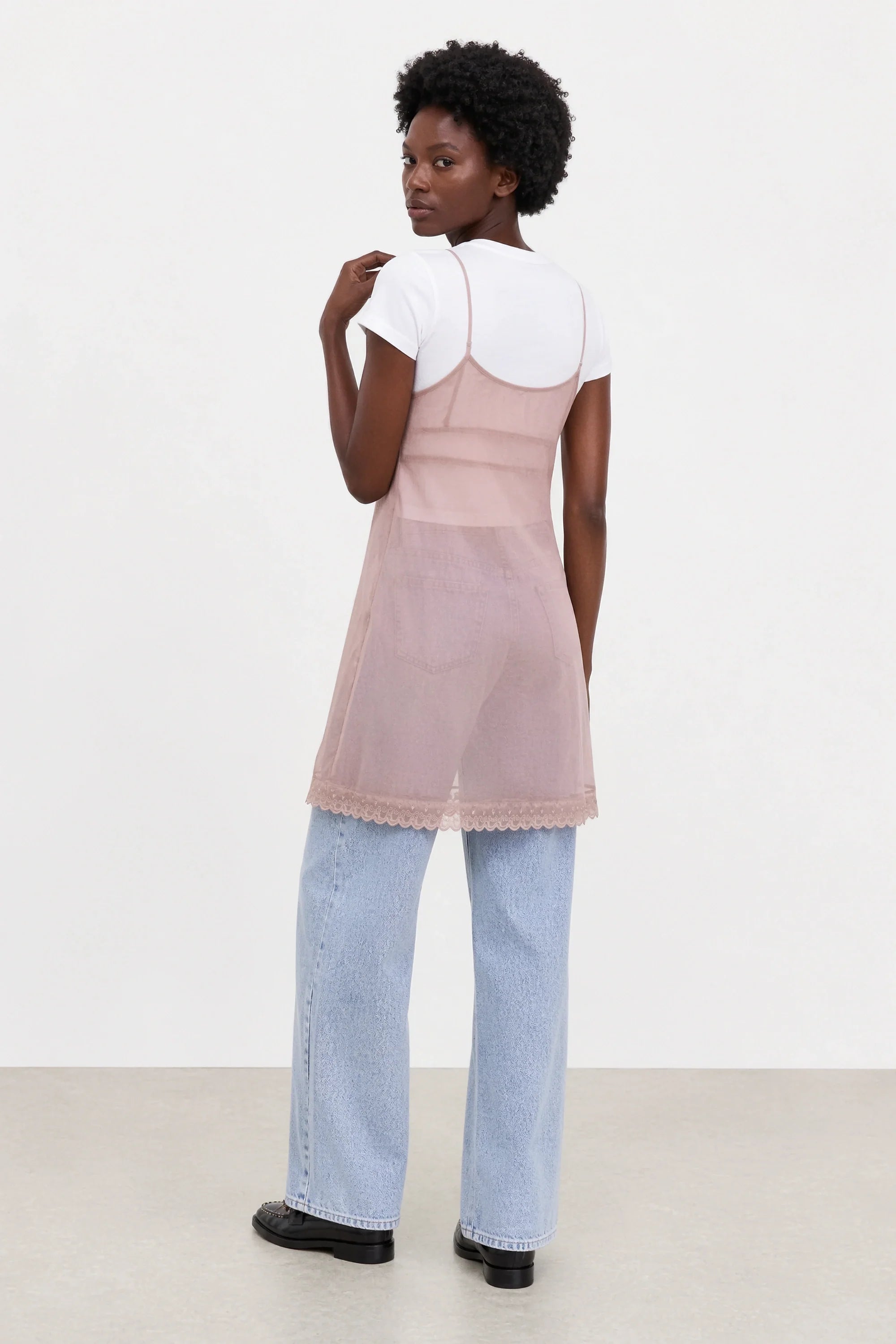 Dusty pink sheer slip dress