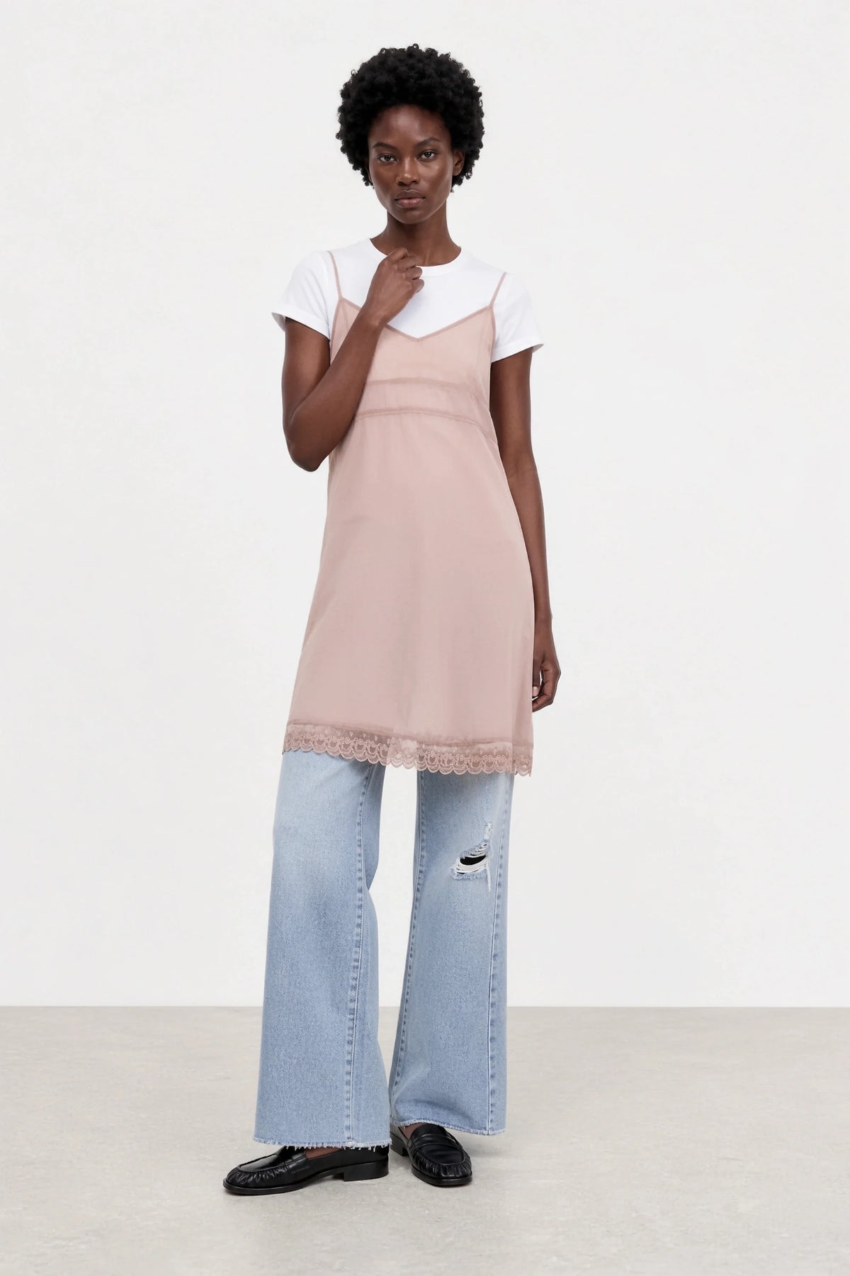 Dusty pink sheer slip dress
