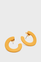 Mustard matte open circle stud earrings
