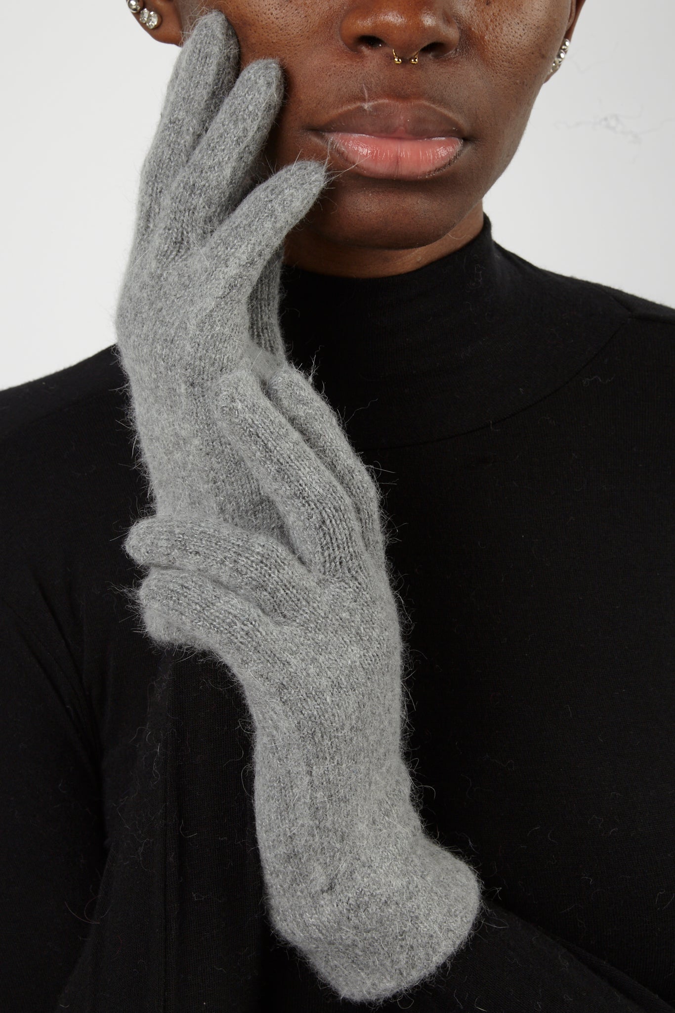Grey mohair gloves