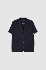 Navy blue short sleeved boxy blazer