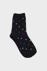 Navy rainbow polka dots socks