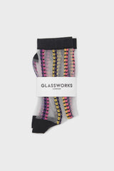 Pink and yellow floral stripe sheer socks