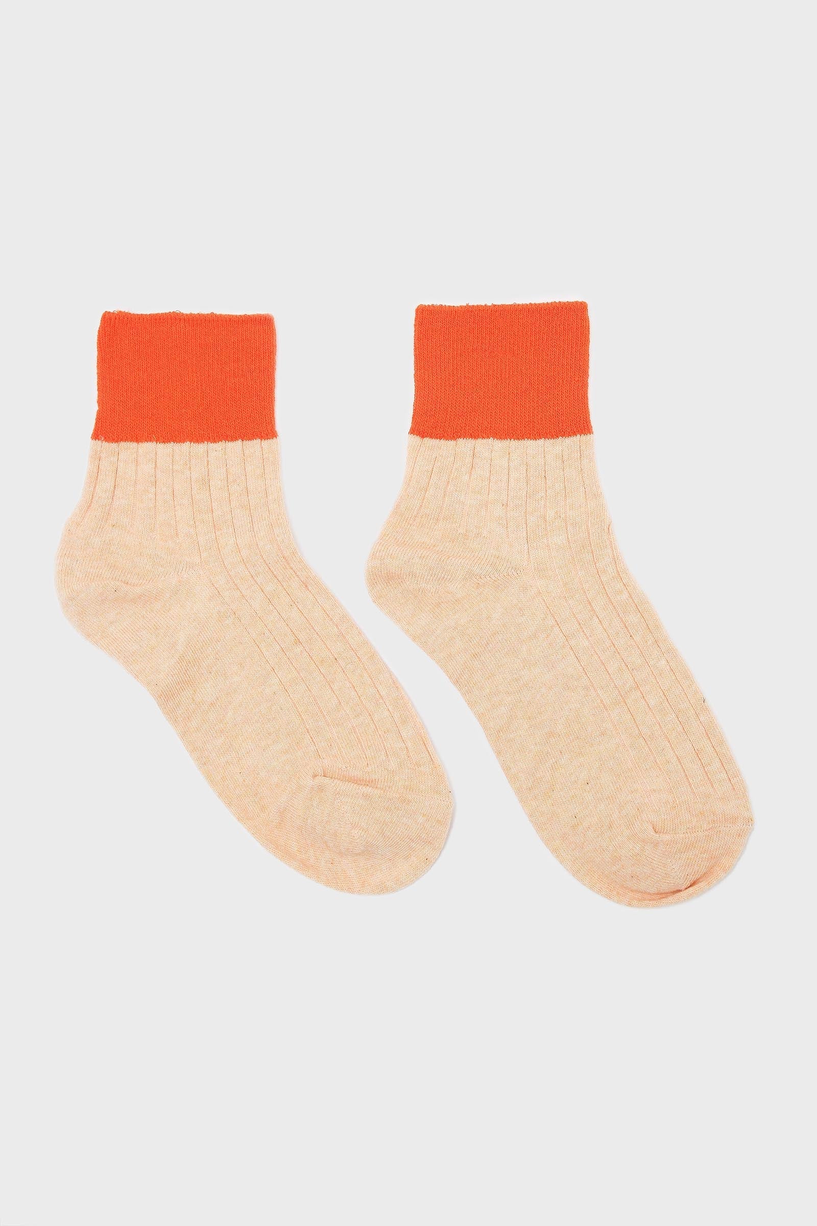 Peach and orange candy colourblock socks