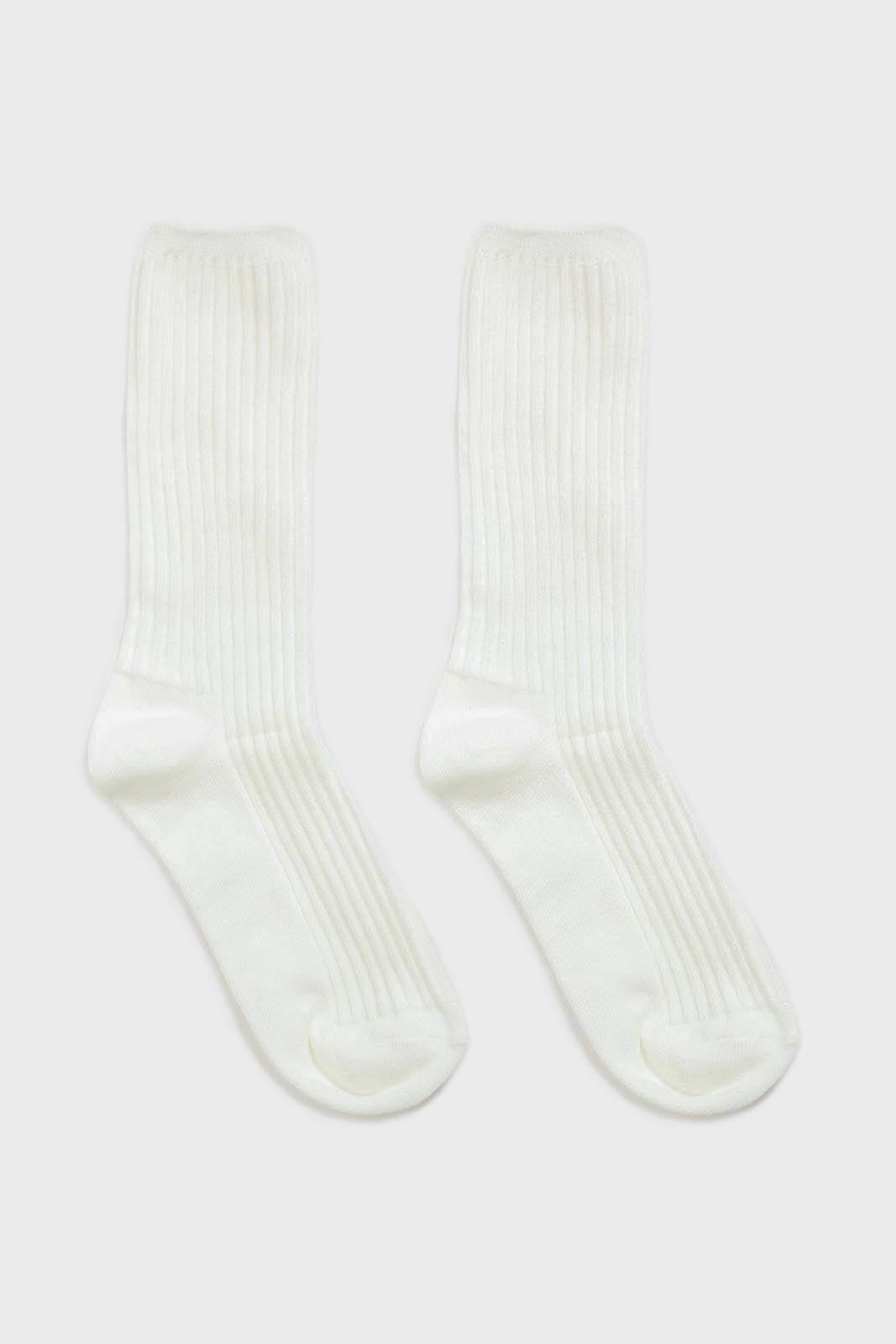 Ivory long ribbed socks