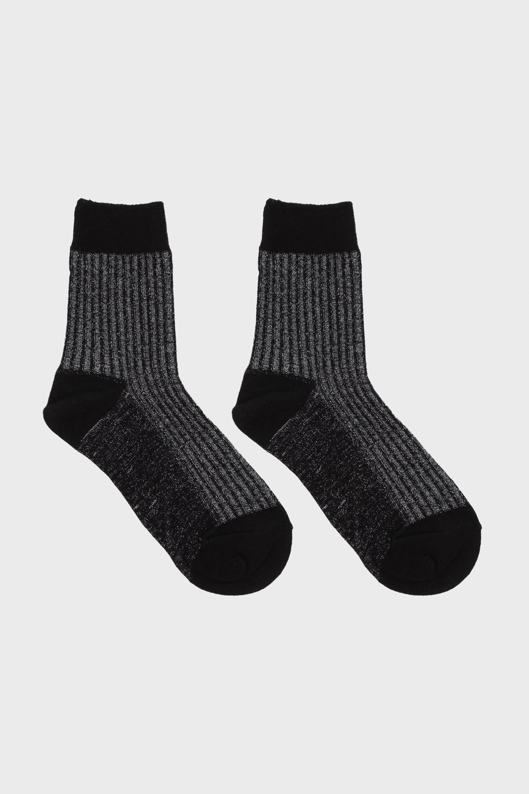 Black metallic vertical stripe socks