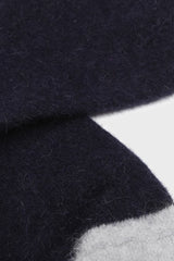 Navy and grey furry color block angora socks