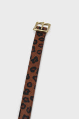 Brown leopard horsehair genuine leather thin belt